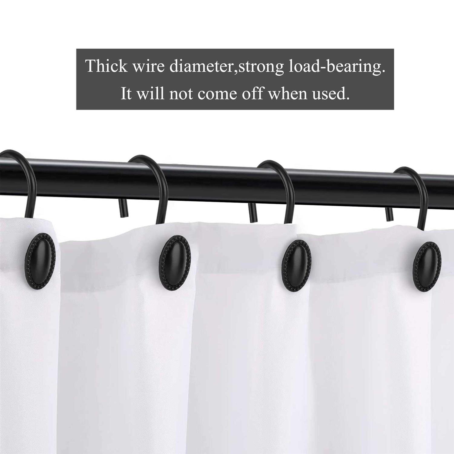 Shower Curtain Hooks Decorative Shower Curtain Rings Rust Resistant Metal Shower Hooks for Bathroom - Image 5