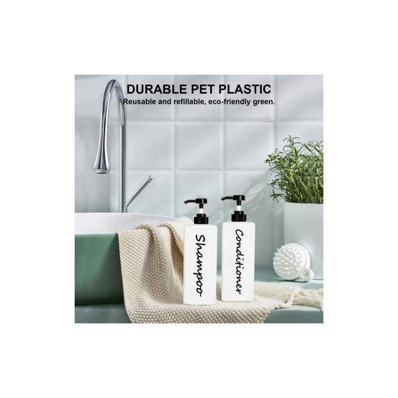 Shampoo and Conditioner Dispenser Modern Refillable Shampoo Pump Bottles for Shower Soap - Image 3