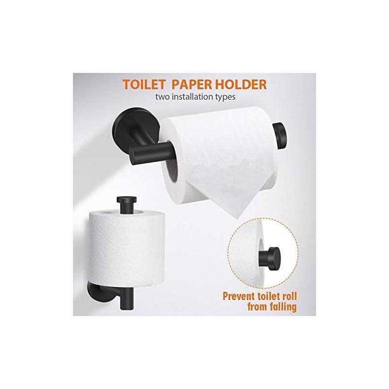 Tudoccy 5-Pieces Matte Black Bathroom Hardware Set SUS304 Stainless Steel Round Wall Mounted - Image 2