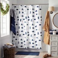 The Company Store Classic Cool Cotton Percale Shower Curtain Blue/ White