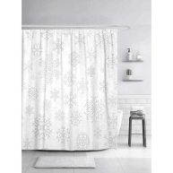 Sonernt Curtain White Christmas from Gray Snowflakes on Pattern Snow Shower Curtain Bathroom Decor,Polyester Durable Waterproof Curtain