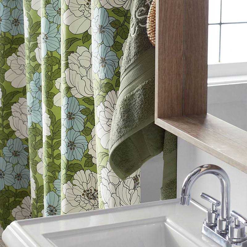 The Company Store Remi Floral Classic Crisp Cotton Percale Shower Curtain Ivory - Image 2