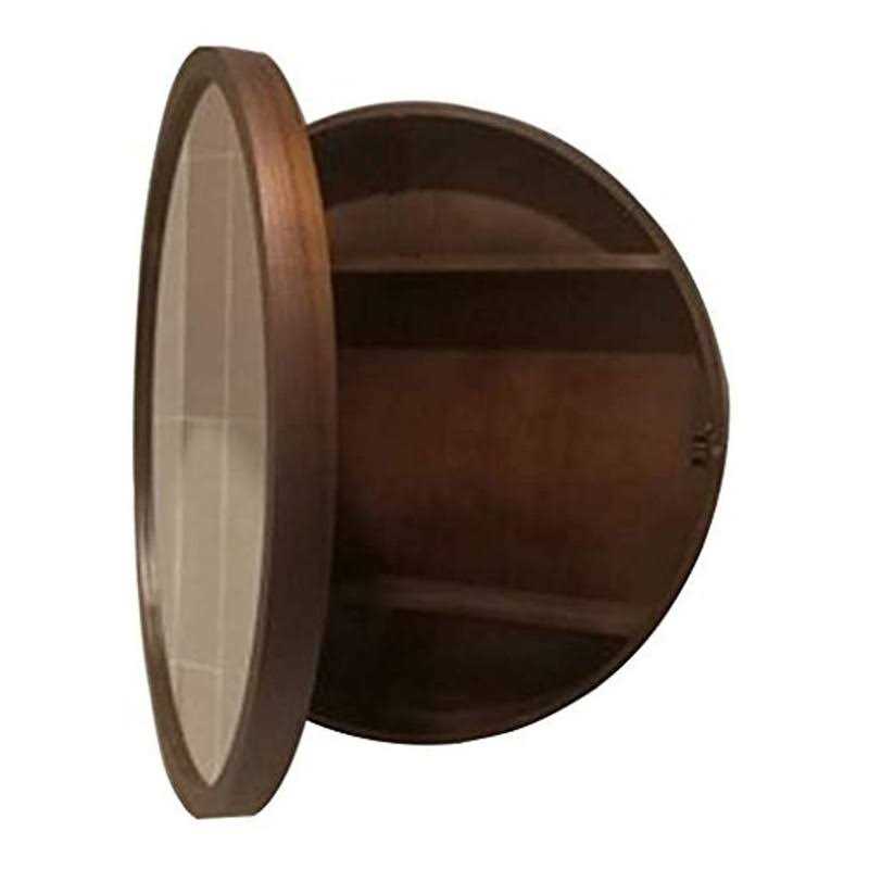 SDK Round Bathroom Mirror Cabinet Bathroom Wall Storage Cabinet Mirror Medicine Cabinet with Slow-Close Wooden Frame 3 Level