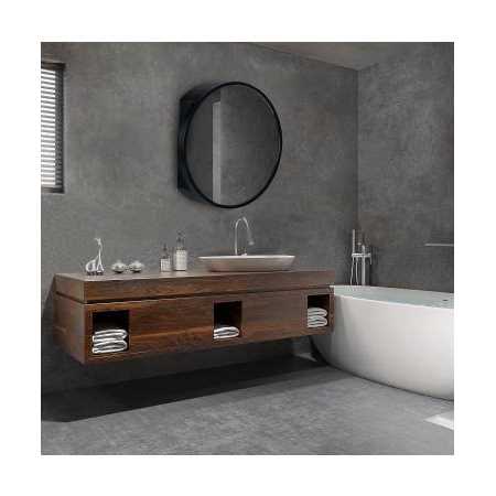 SDK Round Bathroom Mirror Cabinet Bathroom Wall Storage Cabinet Mirror Medicine Cabinet with Slow-Close Wooden Frame 3 Level - Image 2