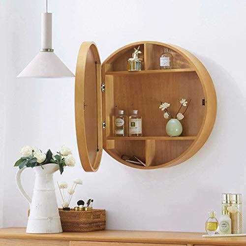 SDK Round Bathroom Mirror Cabinet Bathroom Wall Storage Cabinet Mirror Medicine Cabinet with Slow-Close Wooden Frame 3 Level - Image 5