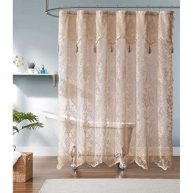 Warm Home Designs Lace Shower Curtain with Attached Valance & 7 Tassels