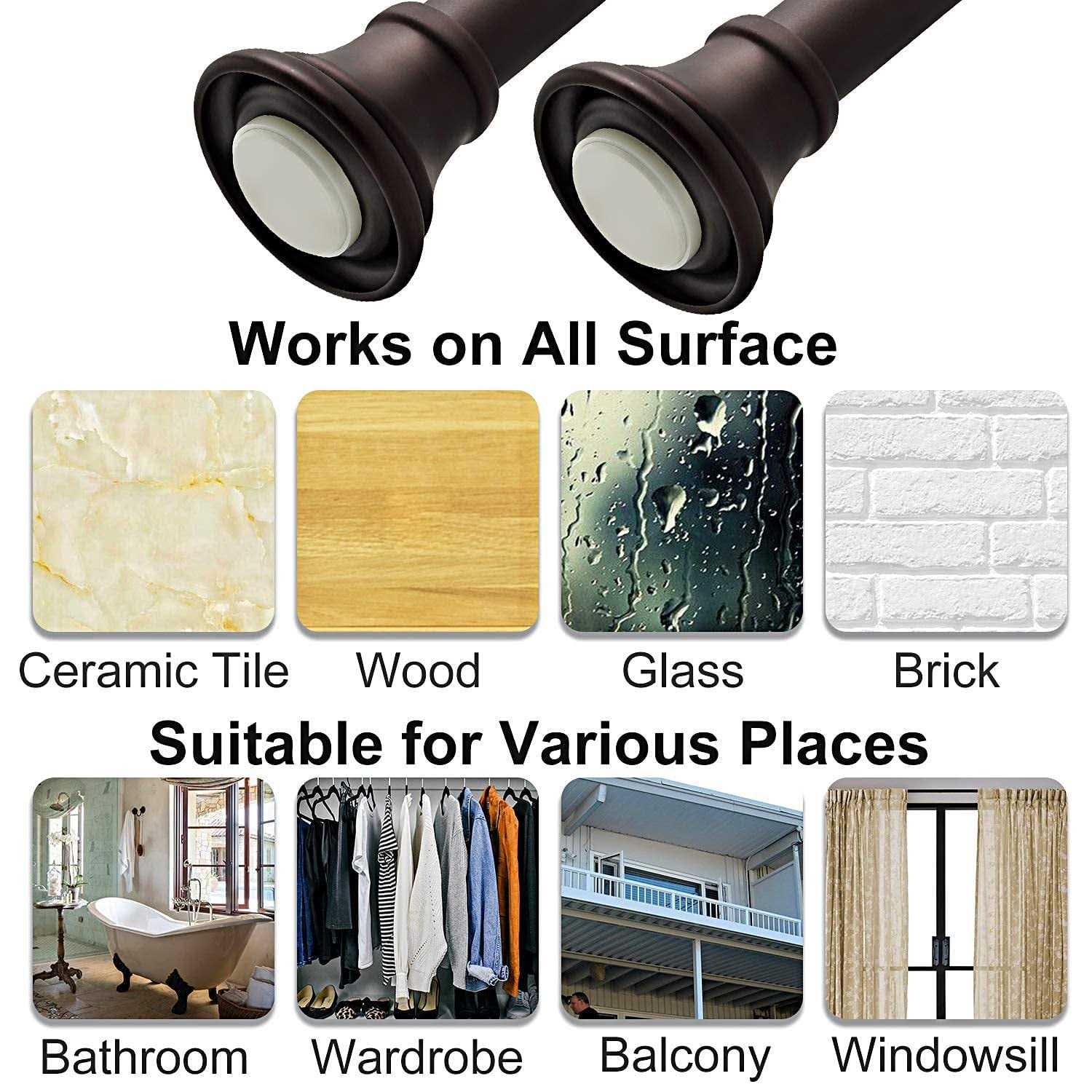 Shower Curtain Rods 43-72 Inches Rust Resistance Adjustable Tension Rod with Durable Spring - Image 5