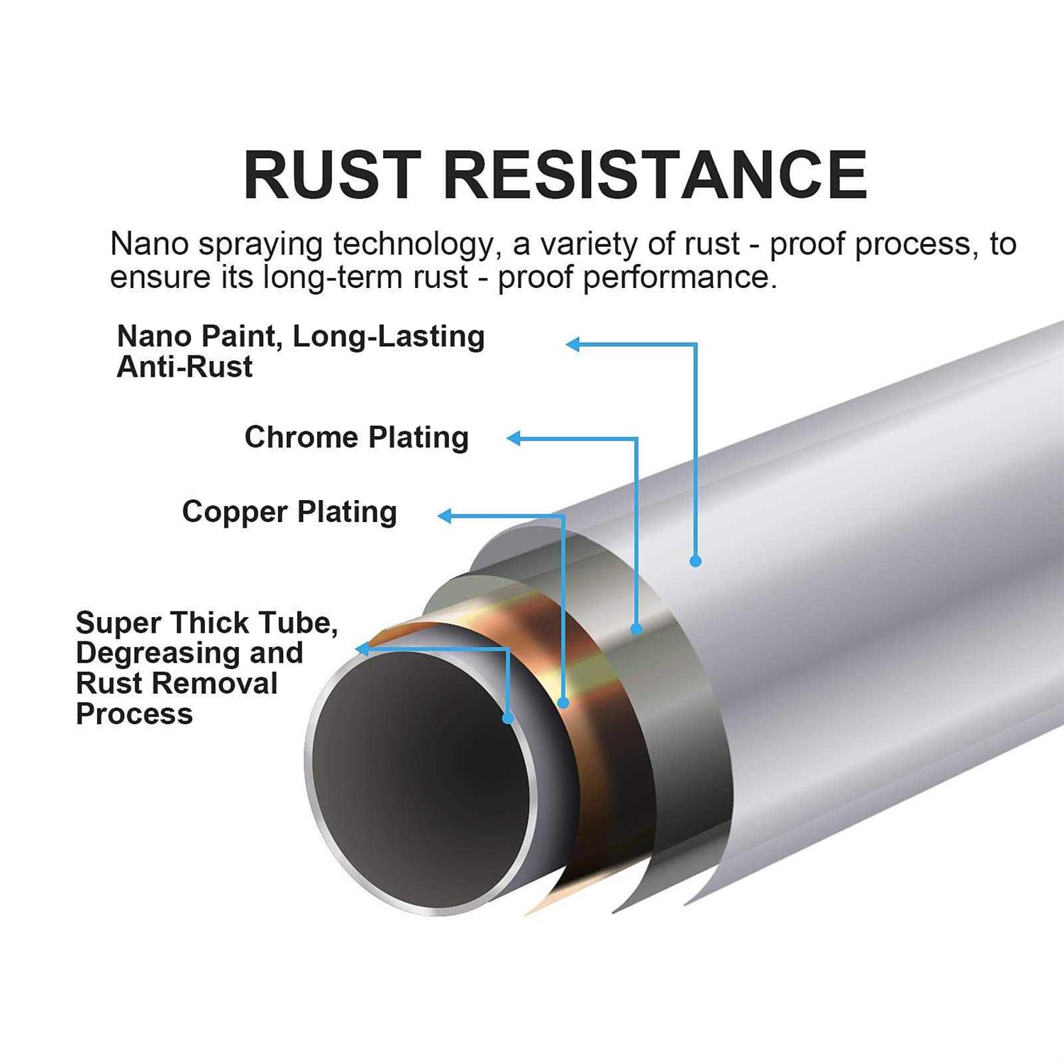 Shower Curtain Rods 43-72 Inches Rust Resistance Adjustable Tension Rod with Durable Spring - Image 4