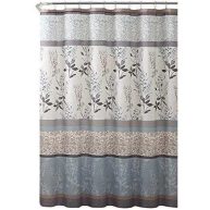 Serafina Home Light Blue Beige Grey Fabric Shower Curtain for Bathroom
