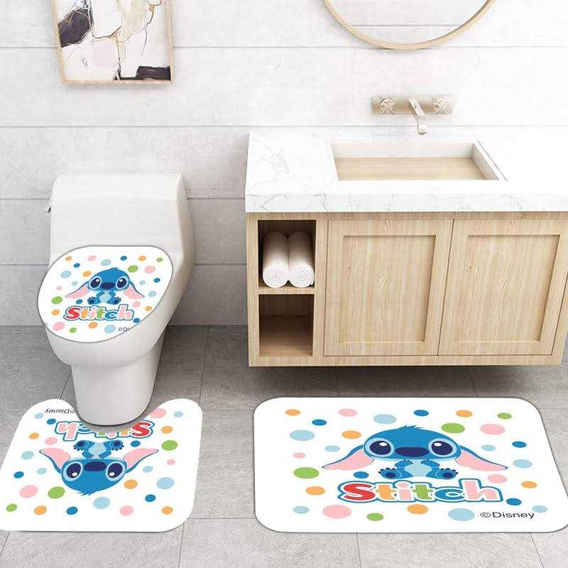 Upgrade Your Bathroom with a 4 Piece Stitch Shower Curtain Set Including Non-Slip Rug, Toilet Lid Cover, Bath Mat, and 12 Hooks - Image 5