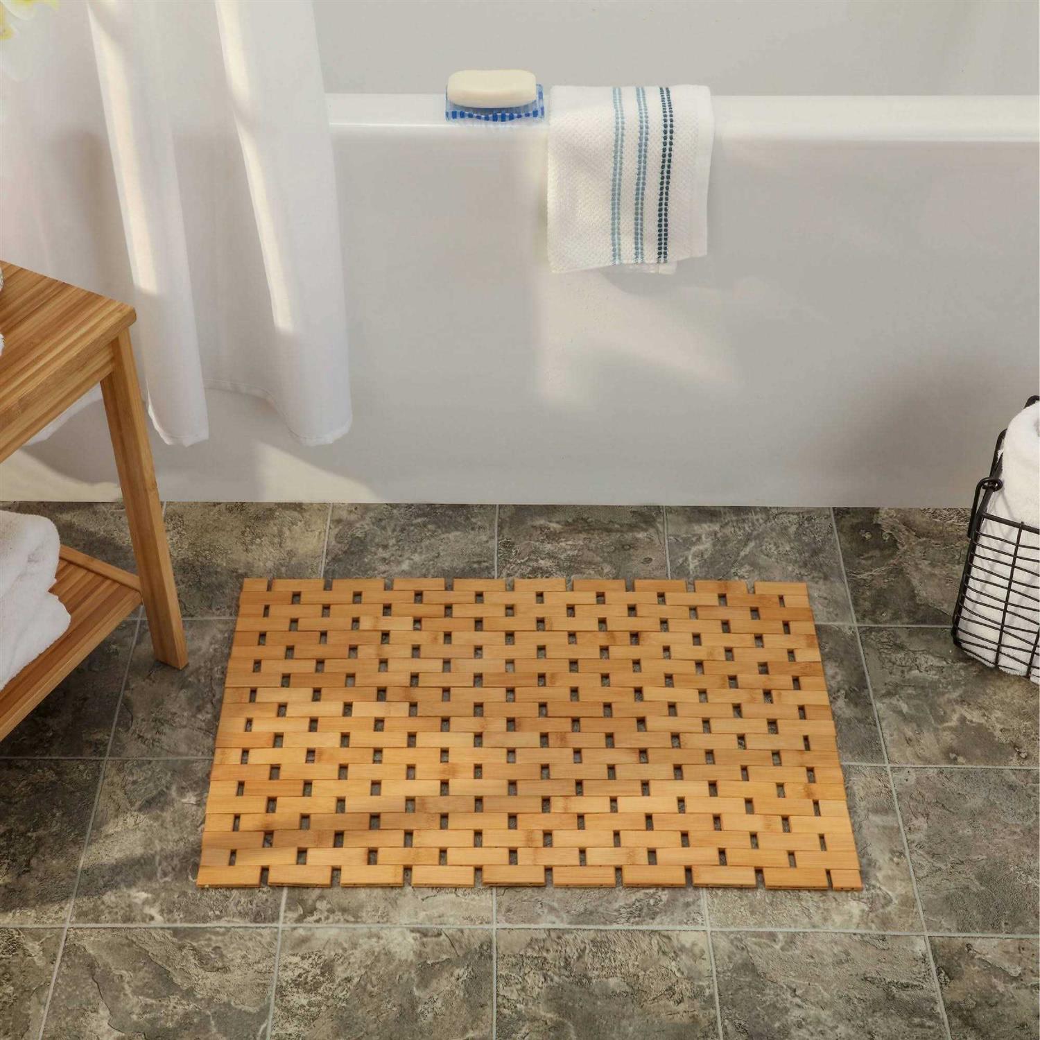 Slipx Solutions Bamboo Spa-Like Bath Mat for Outside Tubs and Showers - Image 3