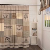 VHC Brands Sawyer Mill Stenciled Patchwork Shower Curtain