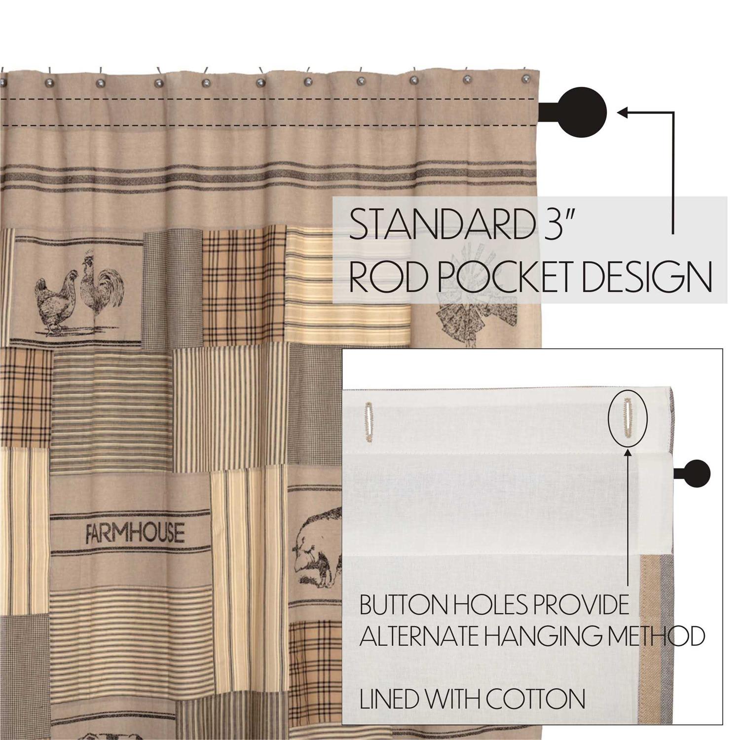 VHC Brands Sawyer Mill Stenciled Patchwork Shower Curtain - Image 2