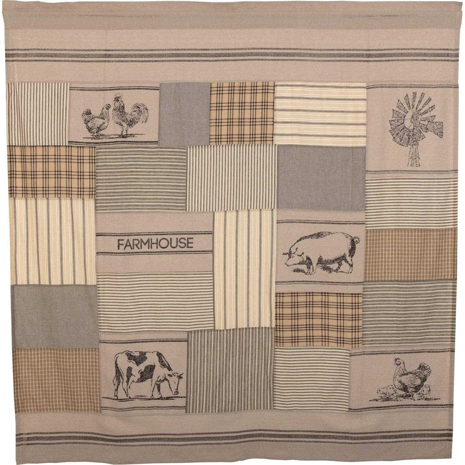 VHC Brands Sawyer Mill Stenciled Patchwork Shower Curtain - Image 5