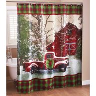 The Lakeside Collection Christmas Shower Curtain with Vintage
