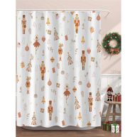 Slody Christmas Shower Curtain Nutcracker Orange Boho Holiday Shower Curtains for Bathroom