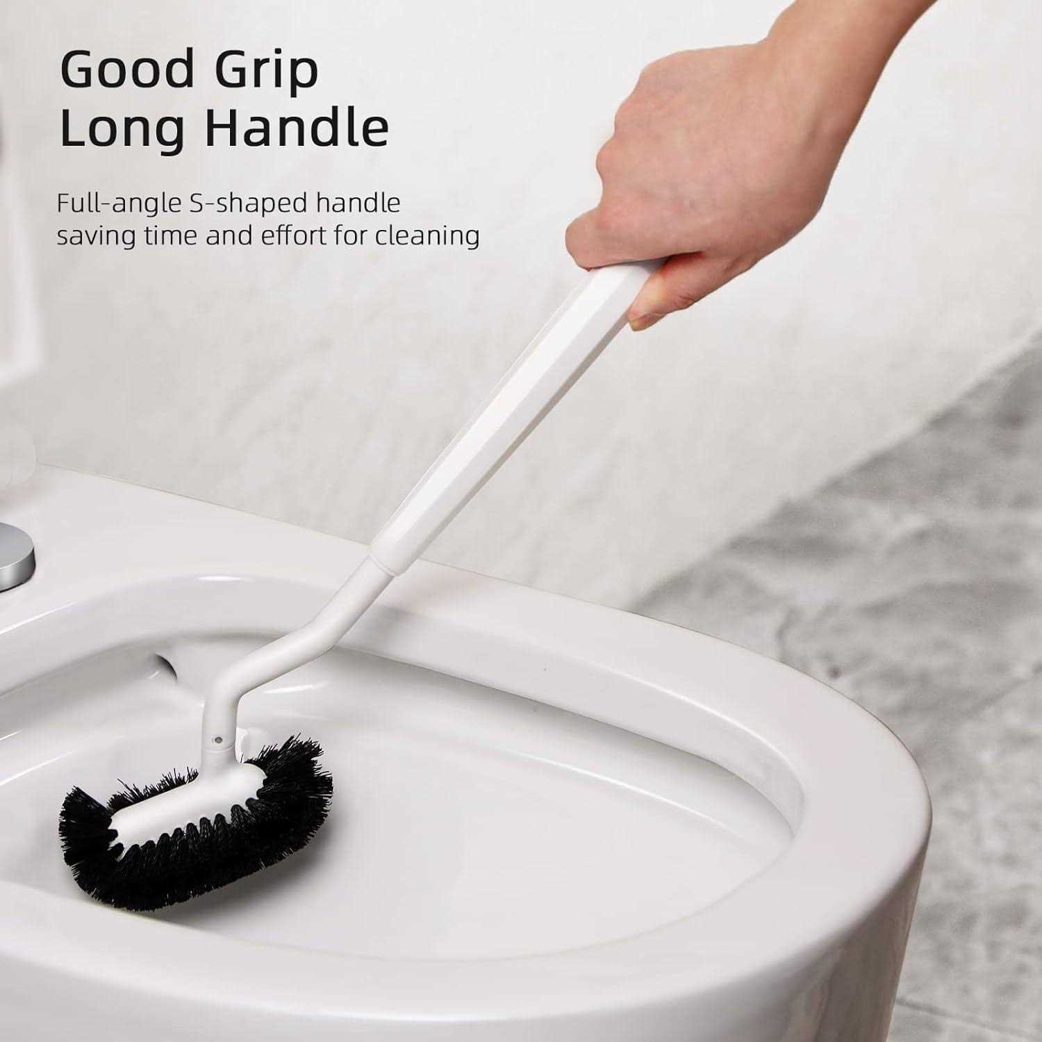 Toilet Bowl Brush Holder Set Bathroom Deep Cleaning Toilet Cleaner Scrubber Under Rim with Curved Bristle for Dead Corner Clean - Image 5