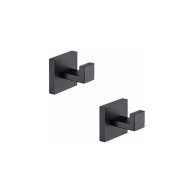 Tastos Bath Towel Hooks Matte Black, 2 Pack Stainless Steel Robe Coat and Clothes Hook