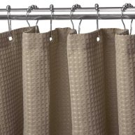 Waffle Shower Curtain with Stainless Steel Hooks Heavy Duty Fabric Shower Curtains with Waffle Weave