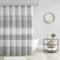 Urban Habitat Calum Cotton Yarn Dye Shower Curtain with Pom Poms