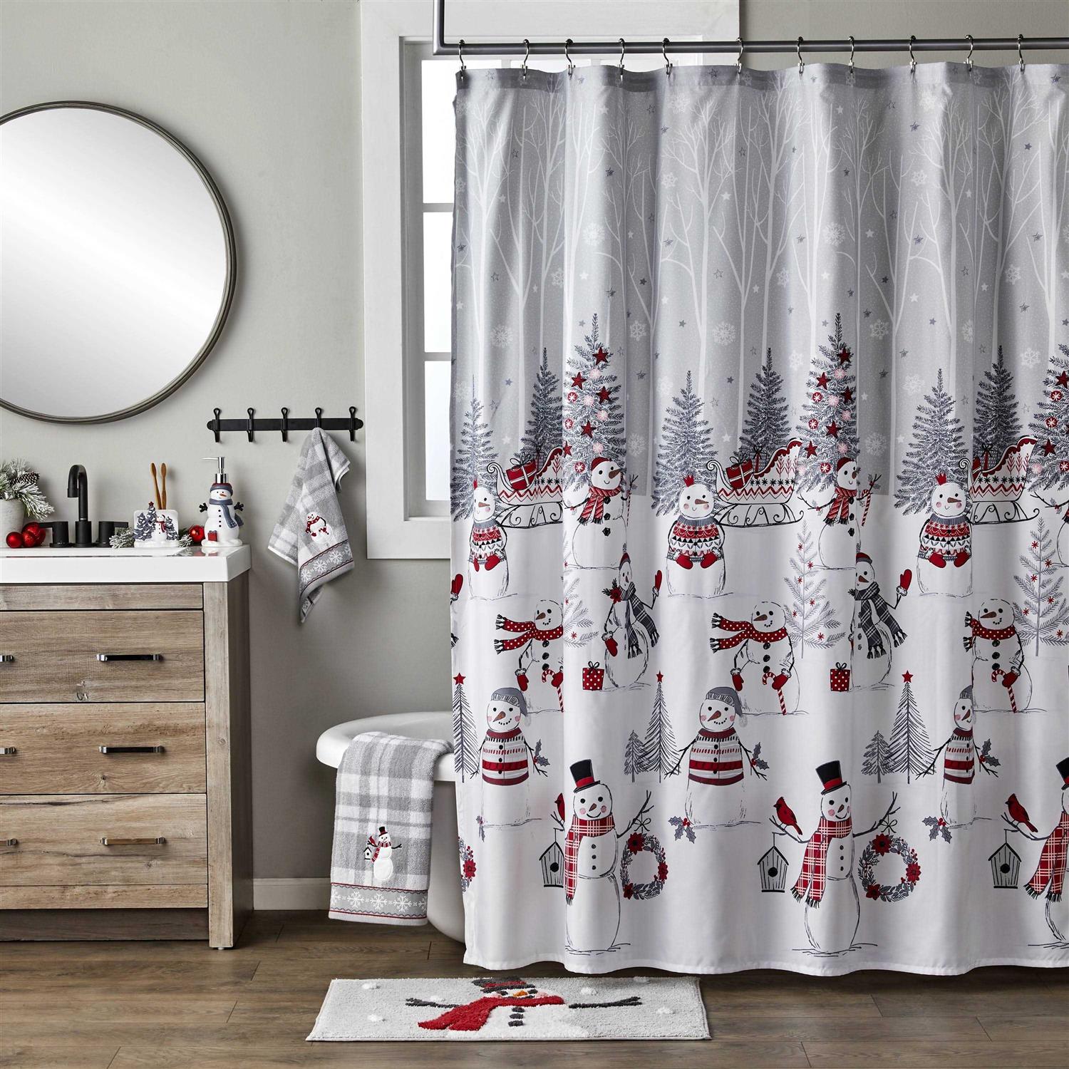 SKL Home Whistler Snowman Fabric Shower Curtain