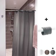 Stall Shower Curtain Half Size Polyester 8 Rings 48W x 72H