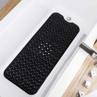 TEESHLY Bathtub Mats for Shower Tub Extra Long Non-Slip Bath Mat, Shower Mat with Drain Holes and Suction Cups