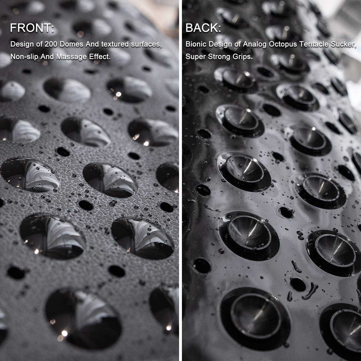 TEESHLY Bathtub Mats for Shower Tub Extra Long Non-Slip Bath Mat, Shower Mat with Drain Holes and Suction Cups - Image 2