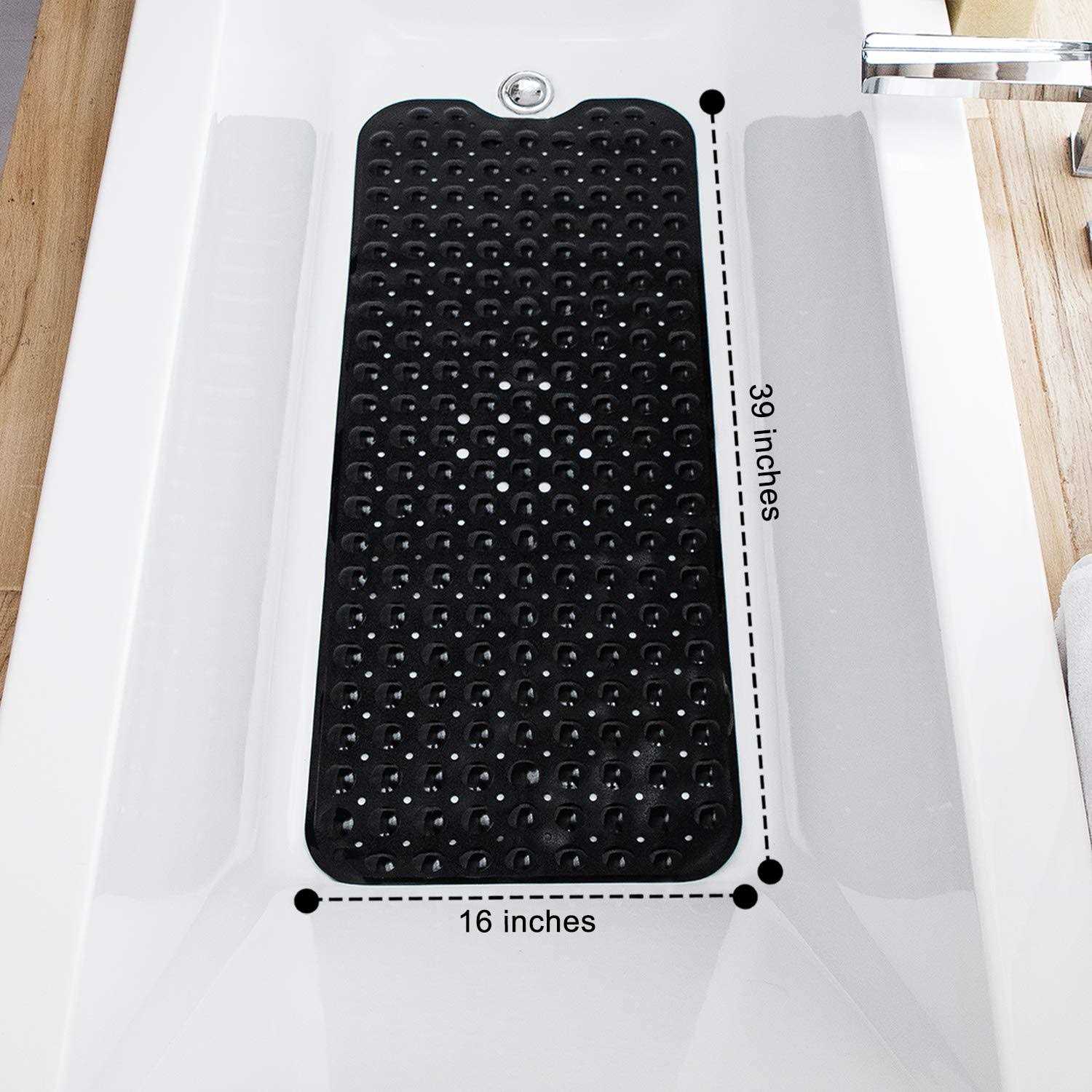 TEESHLY Bathtub Mats for Shower Tub Extra Long Non-Slip Bath Mat, Shower Mat with Drain Holes and Suction Cups - Image 4
