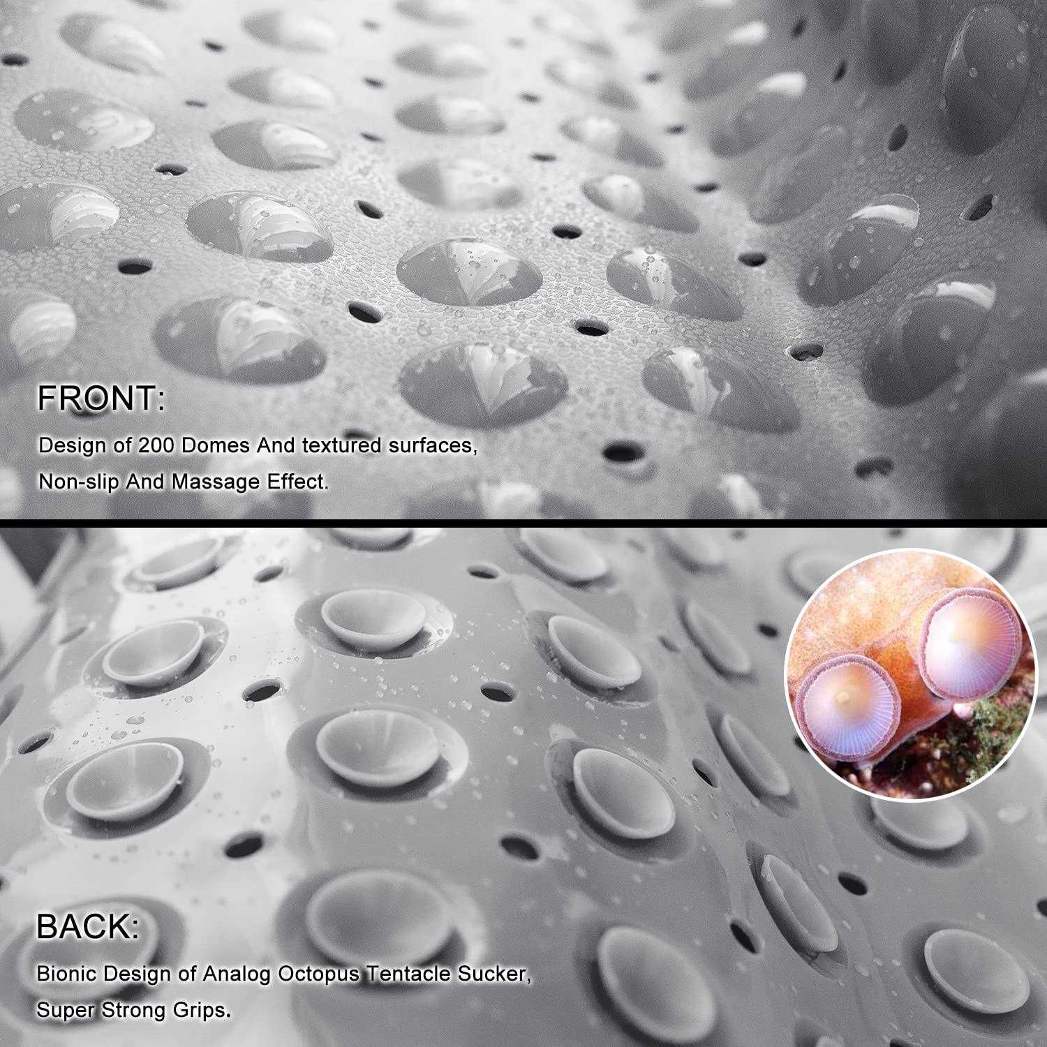 TEESHLY Bathtub Mats for Shower Tub Extra Long Non-Slip Bath Mat, Shower Mat with Drain Holes and Suction Cups - Image 4