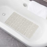 Webos Foldable Non Slip Silicon Bath Mat Bathtub Mat Shower mats no Suction Cups for Textured Tub and Reglazed Tub