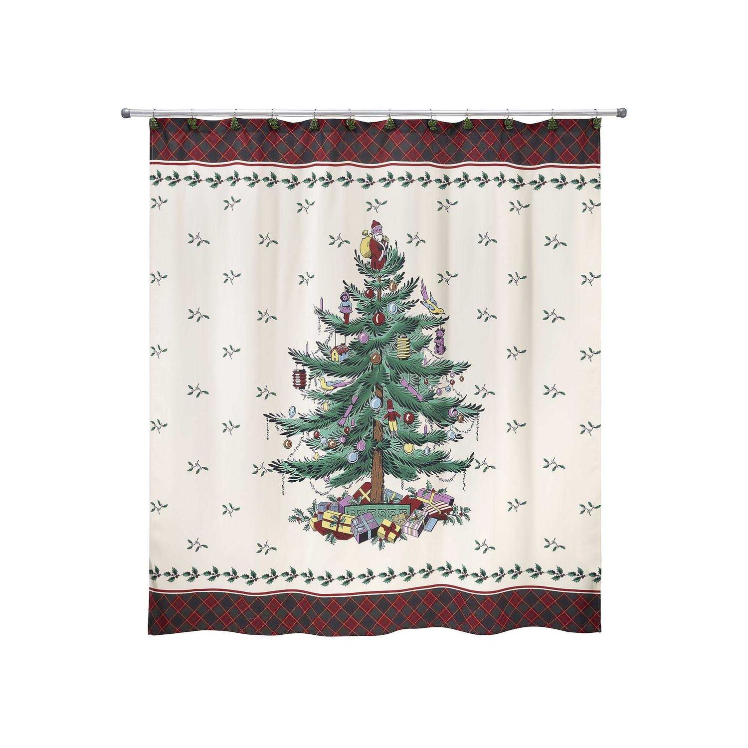 Spode Christmas Tree Tartan Shower Curtain
