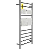 VEVOR Heated Towel Rack 12-Bar Towel Warmer Rack Wall Mounted Electric Towel Warmer Electric Towel Drying Rack w/Timer Matte Black Stainless Steel MJJRJPS12110VXDE6V1