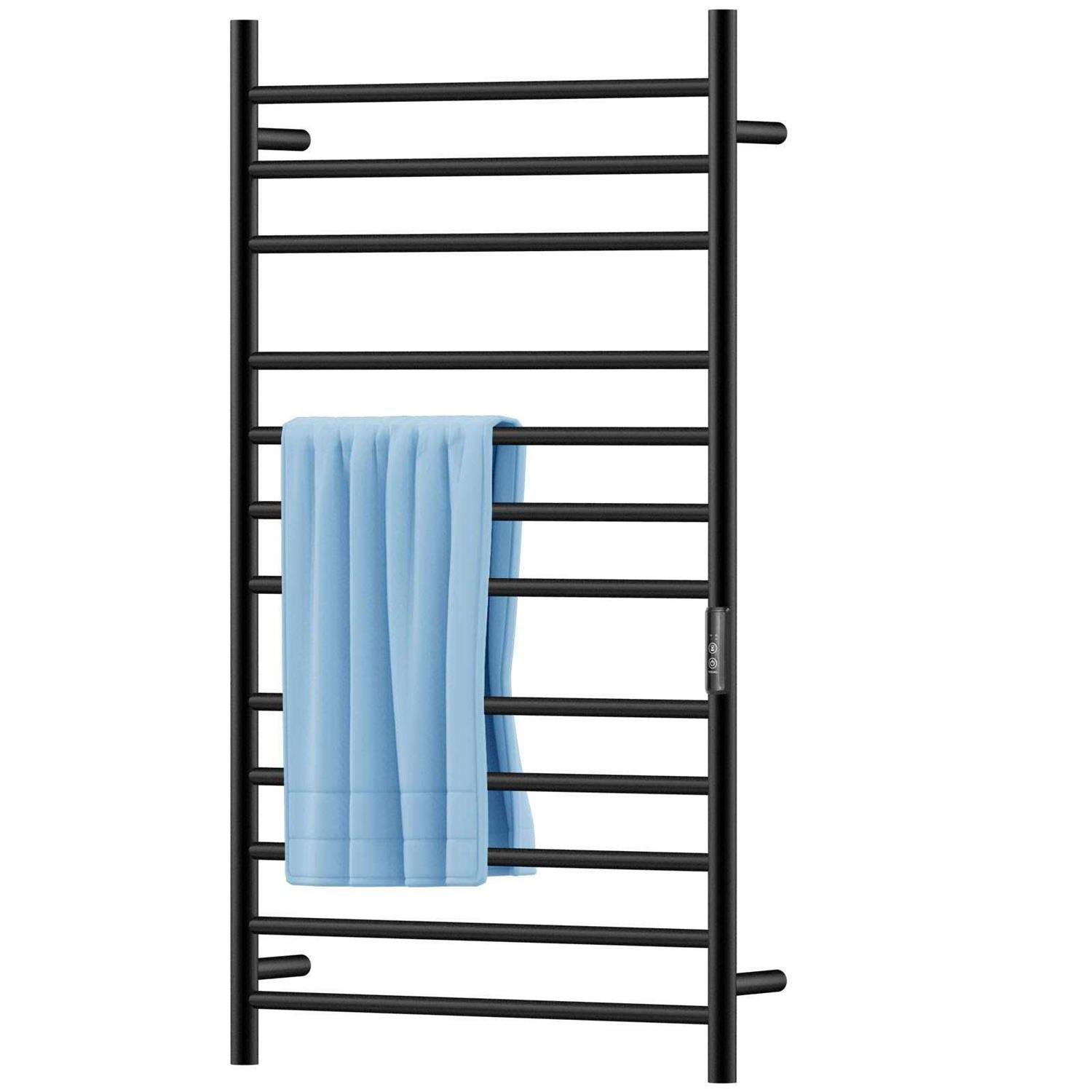VEVOR Heated Towel Rack 12-Bar Towel Warmer Rack Wall Mounted Electric Towel Warmer Electric Towel Drying Rack w/Timer Matte Black Stainless Steel MJJRJPS12110VXDE6V1 - Image 3