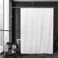 White Extra Wide Shower Curtain Polyester 16 Rings 95W x 79H