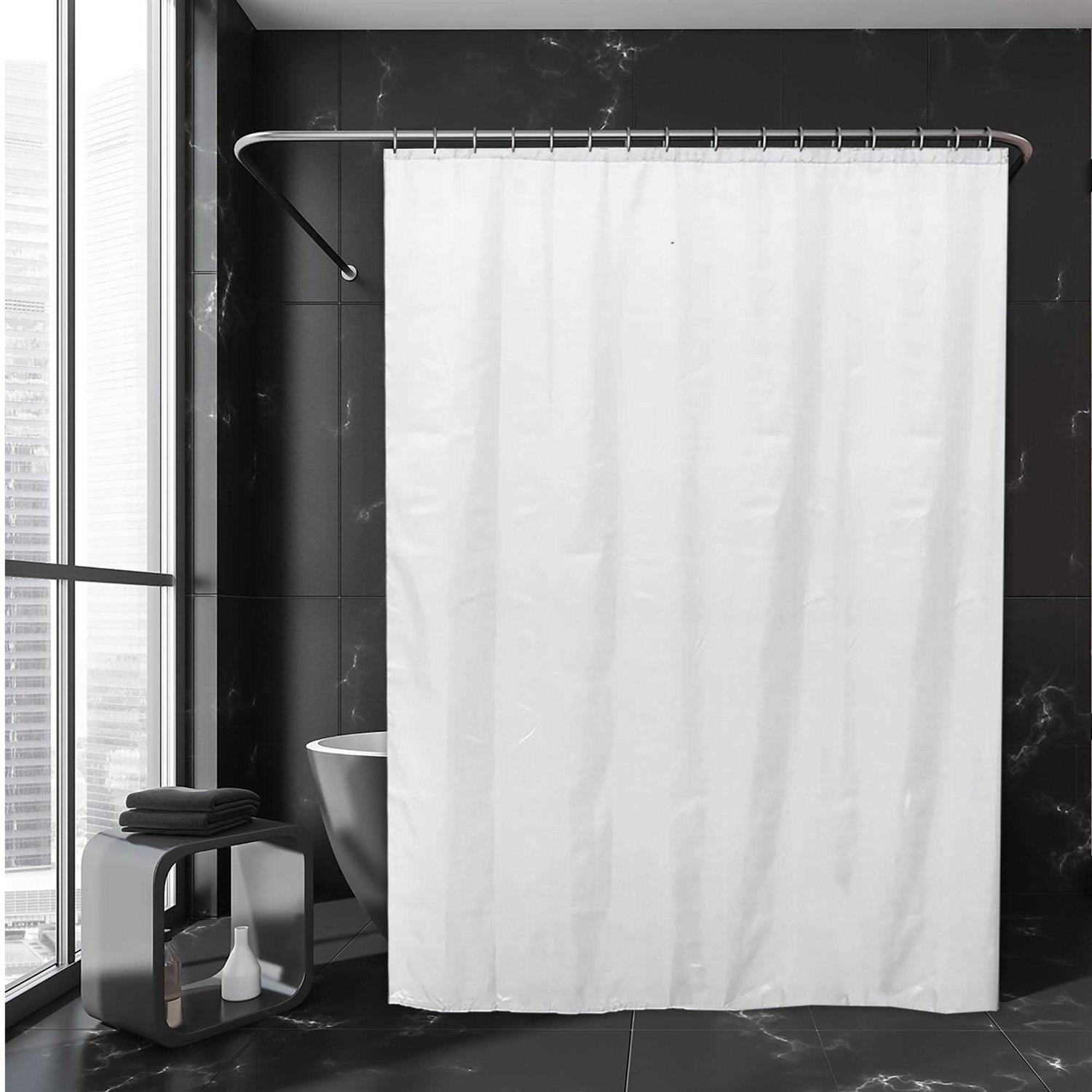 White Extra Wide Shower Curtain Polyester 16 Rings 95W x 79H