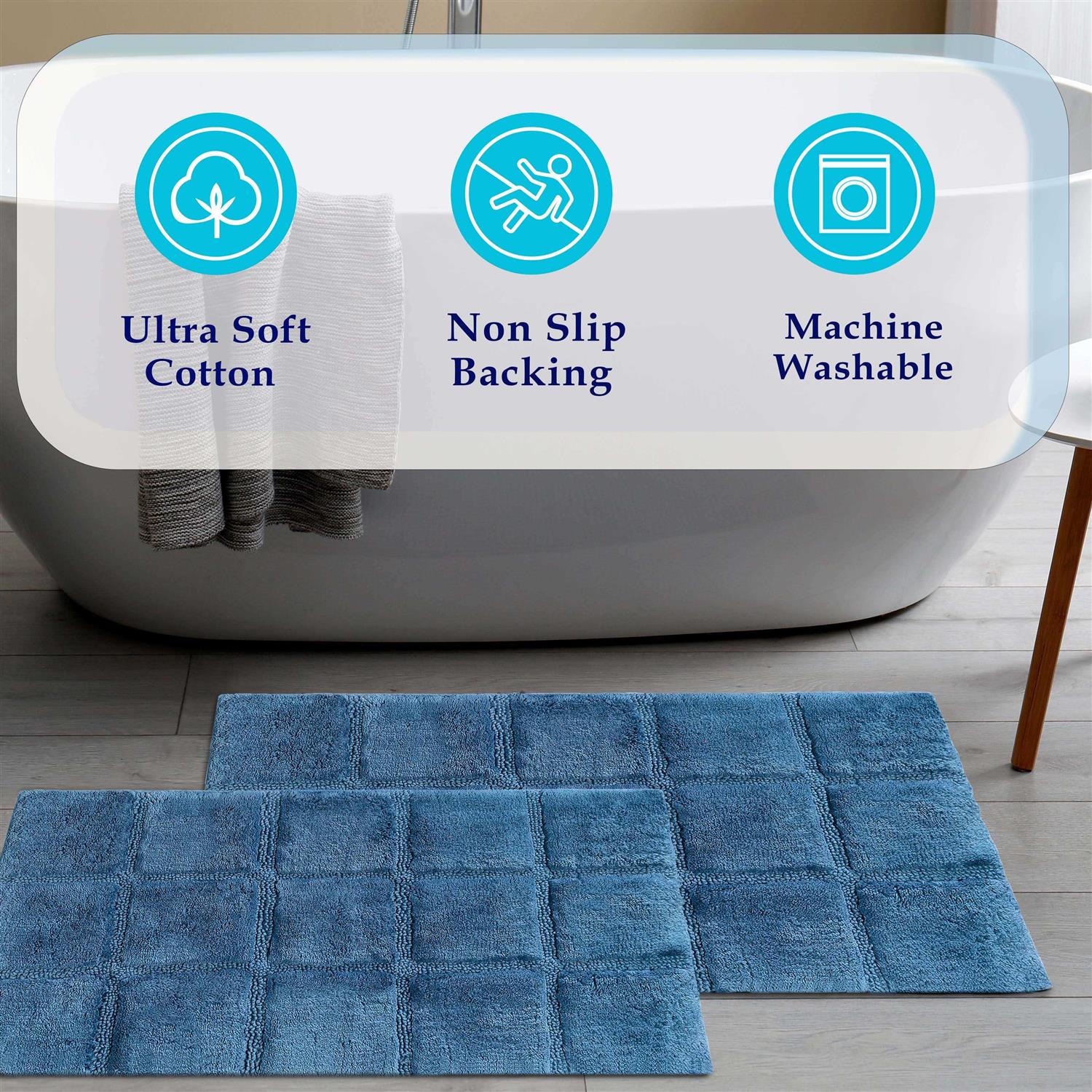 Superior Cotton 2-Piece Non-Slip Oval Bath Rug Set - Image 3