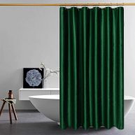 Thicken Velvet Dark Green Shower Curtains for Bathroom Luxury 260 GSM Heavy-Duty Fabric Curtain with Hooks