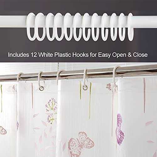 TOOFN Shower Curtain Liner Wild Flowers and Butterflies Design PEVA Odorless Water Proof - Image 2