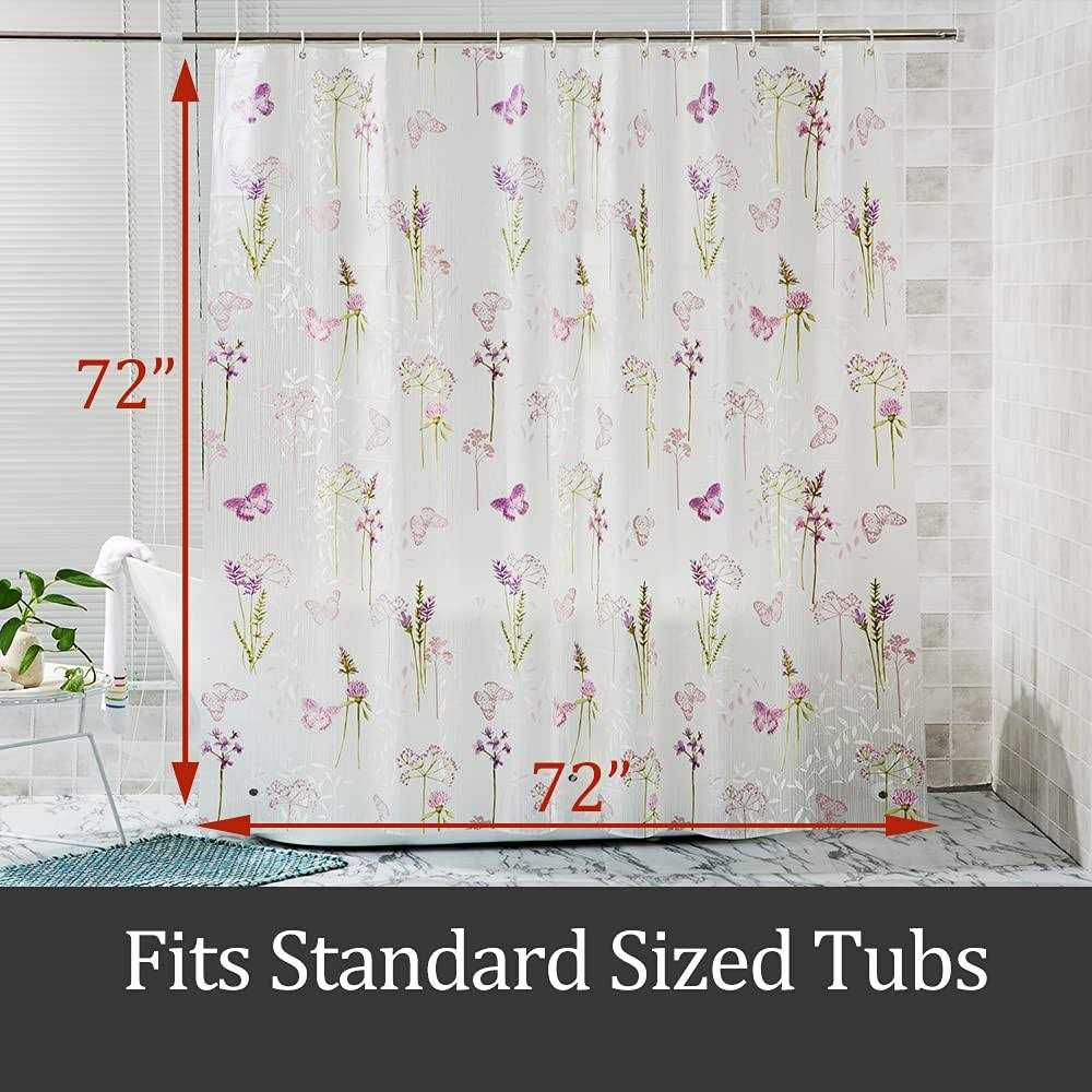 TOOFN Shower Curtain Liner Wild Flowers and Butterflies Design PEVA Odorless Water Proof - Image 3