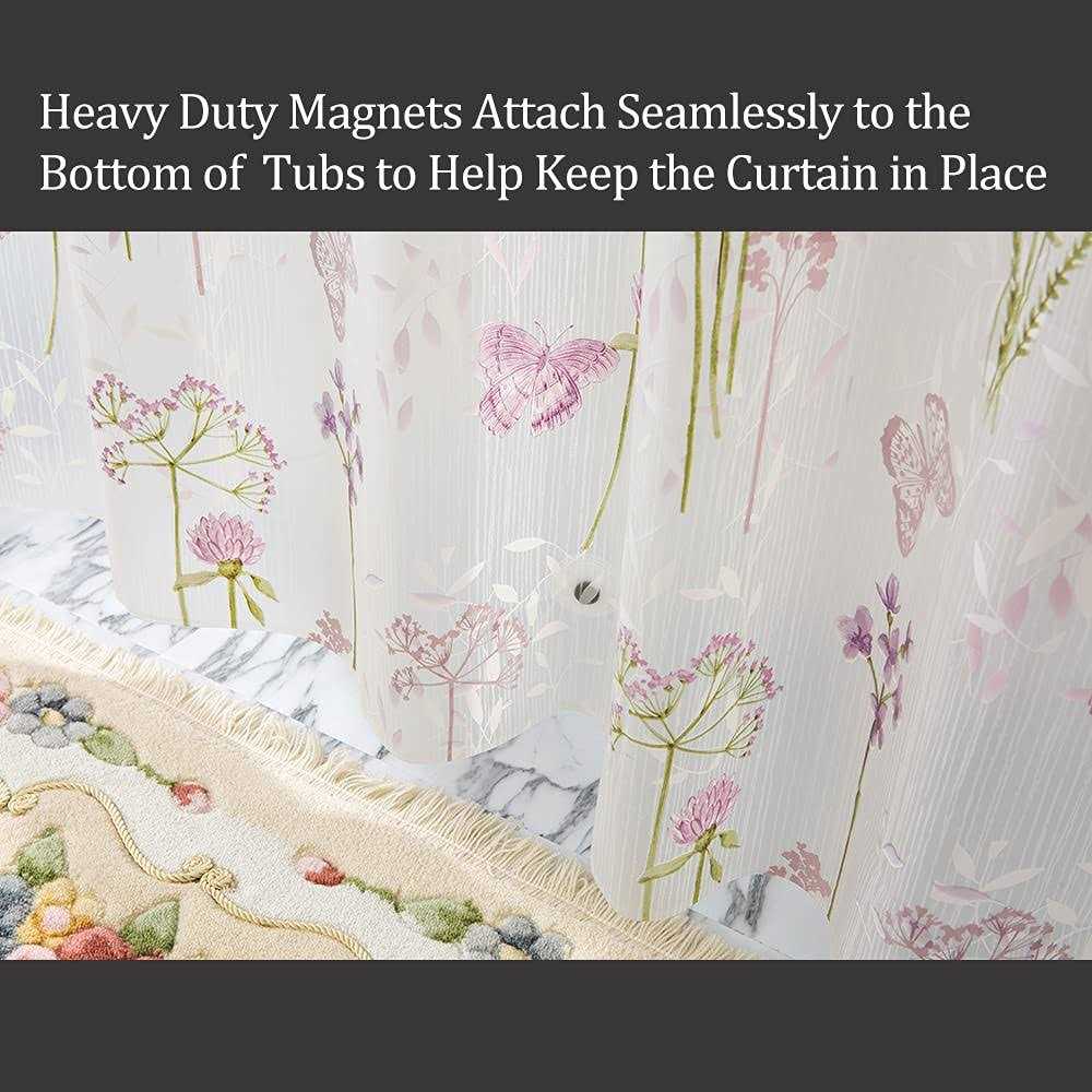 TOOFN Shower Curtain Liner Wild Flowers and Butterflies Design PEVA Odorless Water Proof - Image 4