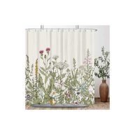 Riyidecor Wildflower Botanical Shower Curtain Bathroom Decor Floral Flower Plant Herbs