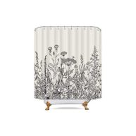 Riyidecor Wildflower Botanical Shower Curtain Bathroom Decor Floral Flower Plant Herbs