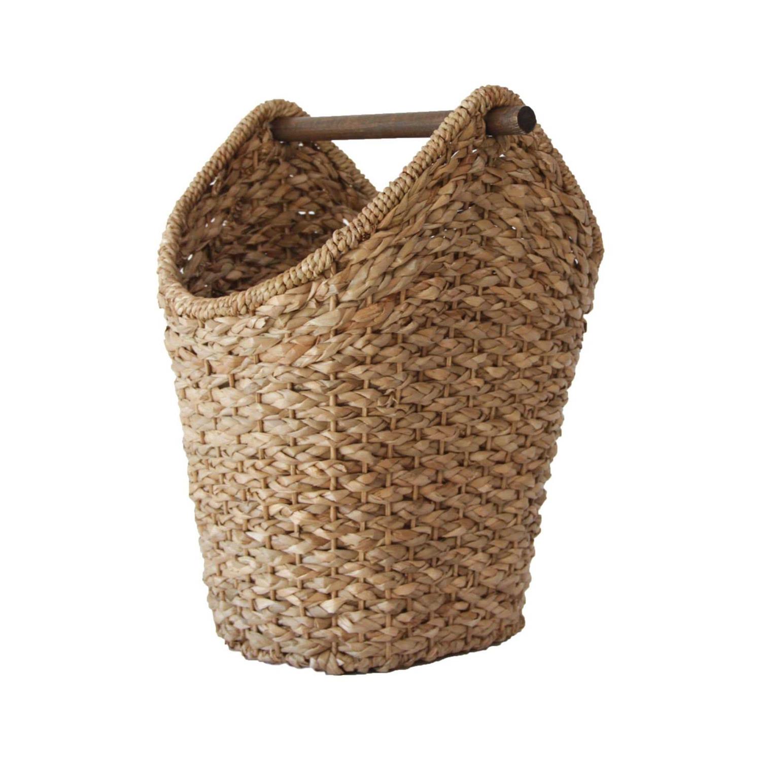 Storied Home Bankuan Braided Oval Toilet Paper Basket with Wood Bar