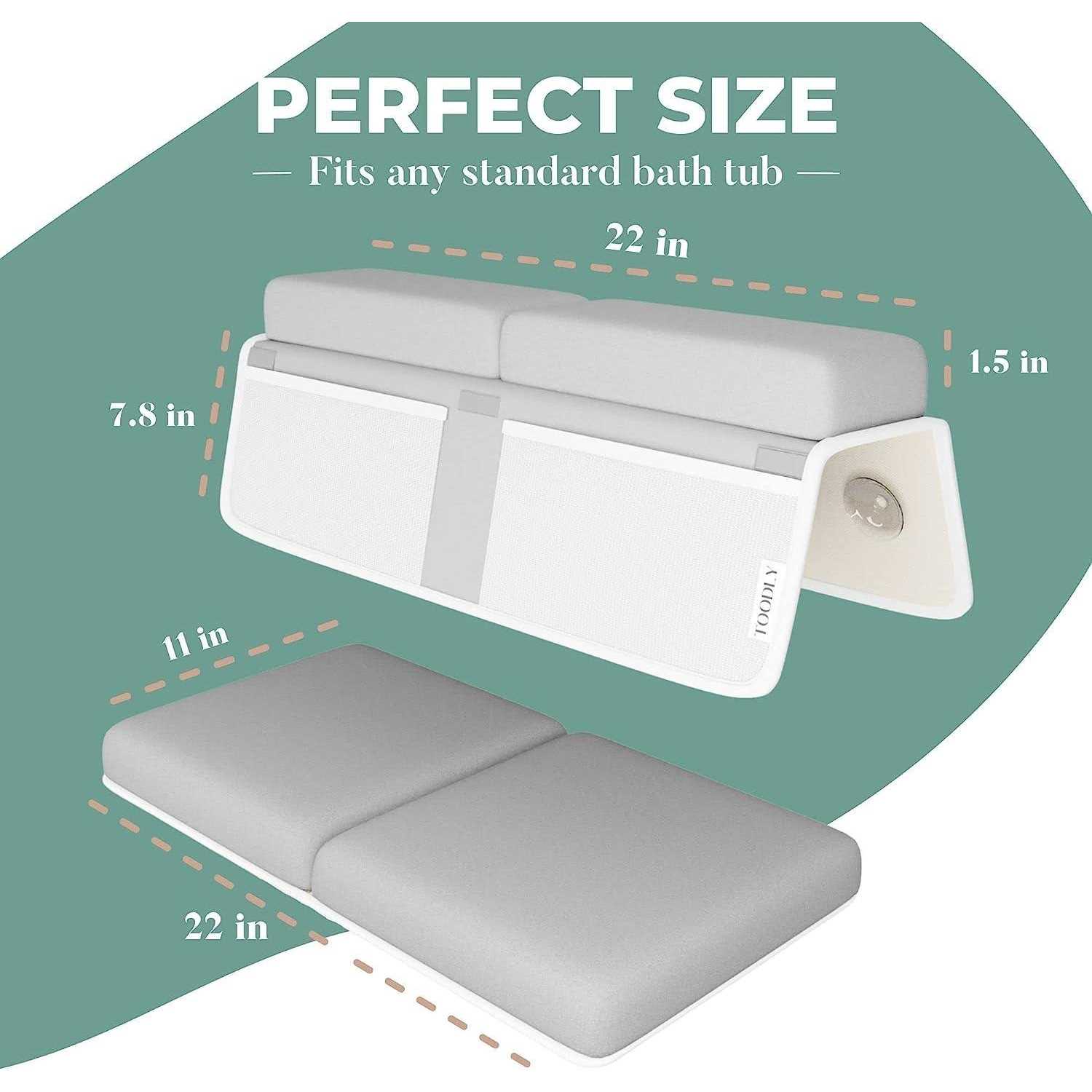 Toodly Comfortable Baby Bath Kneeler and Elbow Rest Pad Set Thickest Bathtub Kneeler Pad with Memory Foam and Bath Toys Organizer - Image 3