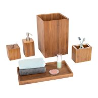 Seville Classics 5-Piece Bamboo Bath and Vanity Organizer Set