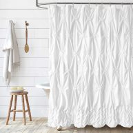 Seasonwood Farmhouse Shower Curtain White Fabric Shower Curtain