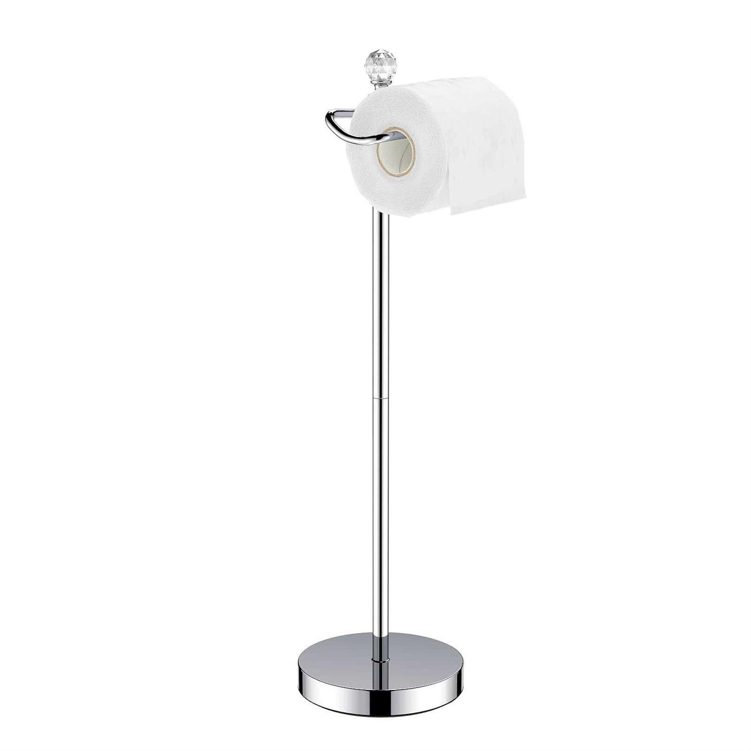 ROLABAM Heavy Weighted Toilet Paper Holder Free Standing Toilet Paper Holder Stand for Bathroom Total Height 24