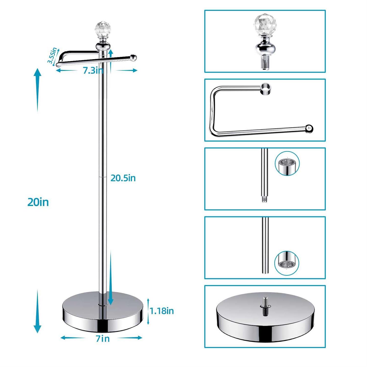 ROLABAM Heavy Weighted Toilet Paper Holder Free Standing Toilet Paper Holder Stand for Bathroom Total Height 24 - Image 2