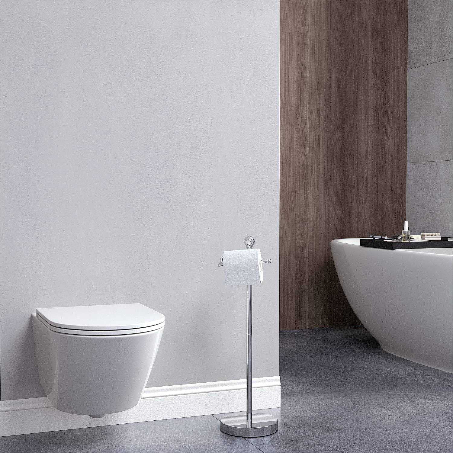 ROLABAM Heavy Weighted Toilet Paper Holder Free Standing Toilet Paper Holder Stand for Bathroom Total Height 24 - Image 5